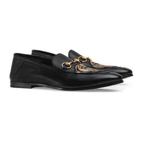 gucci black embroidered moccasins with appliqued mirrors|collapsible Gucci loafers.